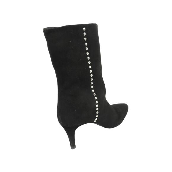 New ZARA Black Genuine Split Suede Studded Heeled Ankle Boots Women 10 EU 41 - Picture 6 of 12